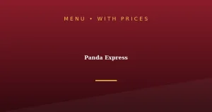 Panda Express Menu With Prices