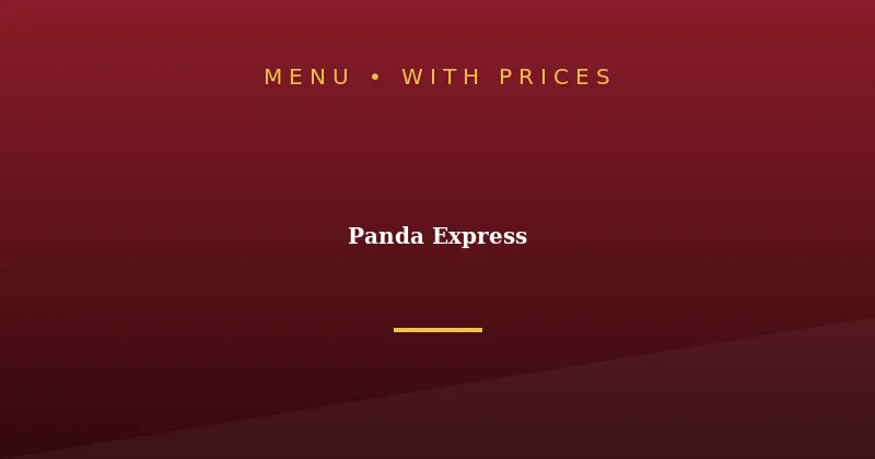 Panda Express Menu With Prices